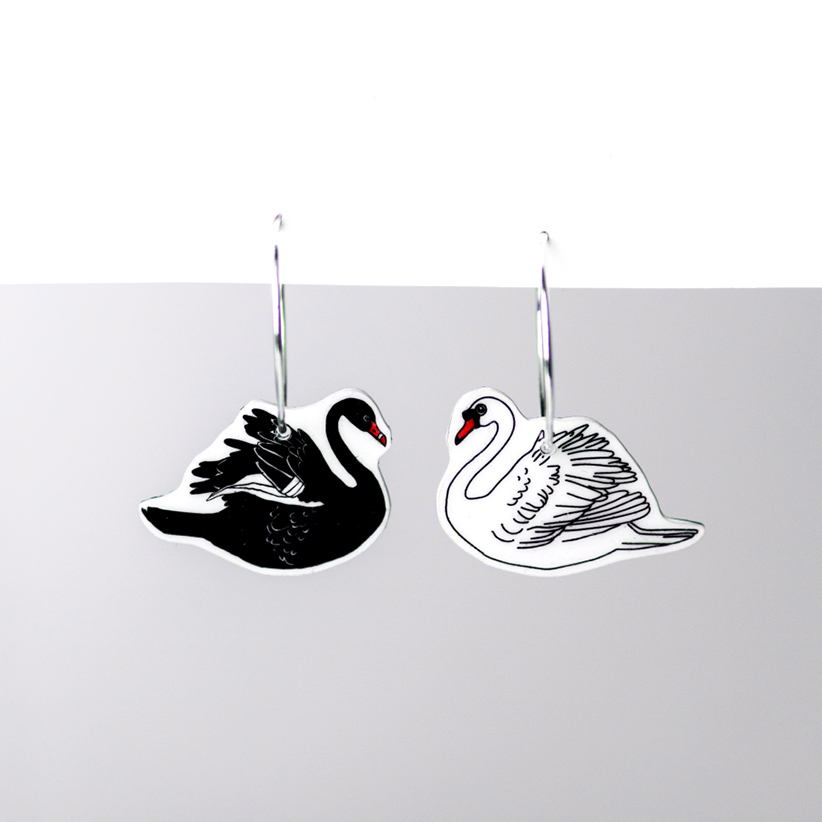 Black deals swan earrings